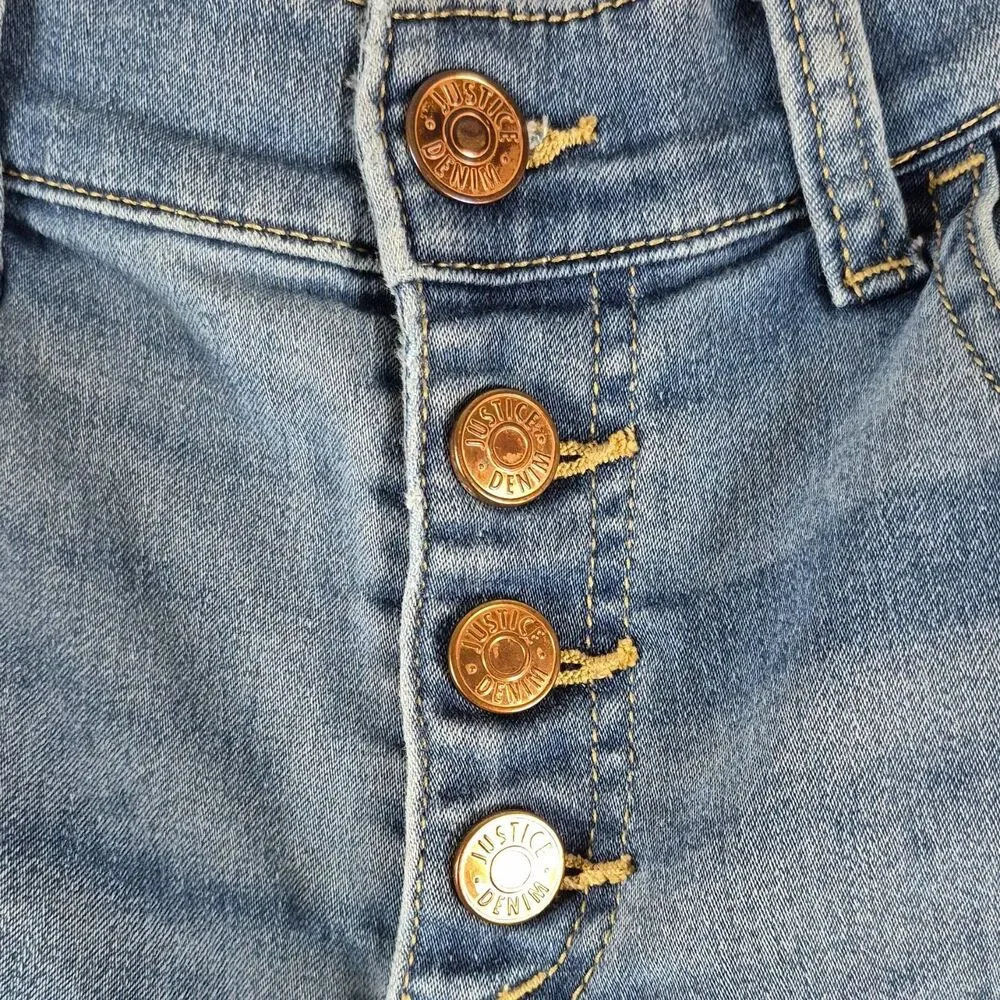 Justice Girls 16 Plus Skinny Blue Jeans Button Fly Stretch Denim Jeans